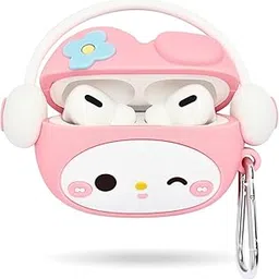 Silicone Case for Apple Airpods Pro 3 (2025) Cute Design for Airpods Pro 3rd Gen with Keychain Shockproof Protective Case (Kitty (Peach))-image-0