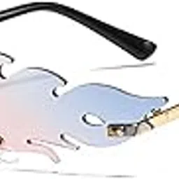 augen By Visions India Retro Vintage Fire Design Rimless Flame Abstract Unisex Non-Polarized Sunglasses Uv400 Protected (168)-picture-38