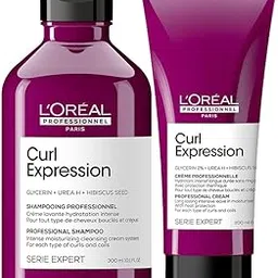 L'Oreal Professionnel Curl Expression Shampoo & Curl Cream | Curly Hair Combo | Intensely moisturizes the dehydrated curls for silky-smooth Hair | With Glycerin, Urea H & Hibiscus seed image 1