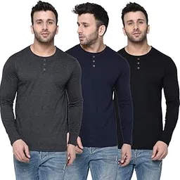 london hills Solid Men Regular Fit Full Sleeve Round Neck Cotton Blend T-Shirt (Pack of 3)-picture-43
