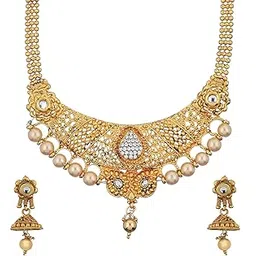 zeneme Jewellery Set Gold Plated Kundan Polki Designer Pearl Necklace Set With Earring Jewellery For Women & Girls-picture-40