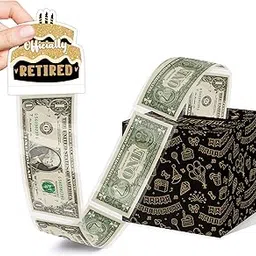 Happy Retirement Money Box for Cash Gift Set - Included Happy Retirement Card and 35Pcs Transparent Bags, Fun Retirement Gift for Coworker Women, Black Gold Surprise Box Money Gift-image-7
