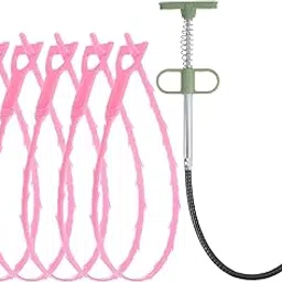 uxcell 5pcs 20 Inch Drain Hair Clog Remover Tool PP & 24 Inch Drain Cleaner Tool Sticks Stainless Steel Sewer Cleaning Hook Unclog Sink Unclogger for Toilet Bathtub Sewer, Pink-picture-21