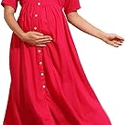 Women Maternity Shirt Midi Dress-image-35