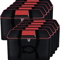 Fancy Walas Nylon Big Underbed Storage Bag Moisture Proof Cloth Organiser with Zippered Closure and Handle (Black Red, 54x46x28 cm) Rectangular (PACK OF 10)-image-78