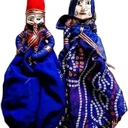 brown leaf Traditonal Rajasthani Puppet Dolls Handicrafts Wooden Puppet Pair for Wedding Diwali Decoration (Pack of 3)-picture-35