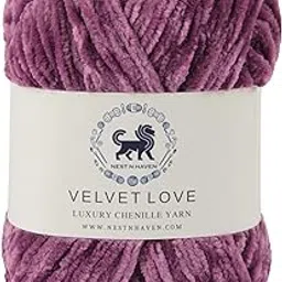 NESTNHAVEN, Velvet Love, Chenille Yarn Supersoft Hand Knitting Wool Ball, (1 Ball/100 Gram Each) Ball Suitable for Craft, Babywear, Baby Blankets, 4 Medium, Shade no - NNHVL (Dark Lilac) image 1