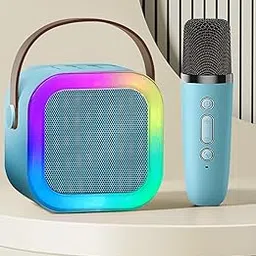 Kids Advance Handheld Wireless Singing Mike Multi-Function Bluetooth Karaoke Mic with Microphone Speaker for All Smart Phones (Blue)-picture-60