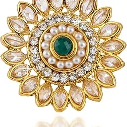 kairangi Rings for Women and Girls | Traditional Gold Cocktail Ring | Adjustable Kundan Stone Rings Floral Shaped Finger Ring for Women | Birthday Gift for Girls and Women Anniversary Gift for Wife-picture-11