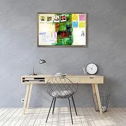 ArtzFolio Modern Abstract D2 | Bulletin Board Notice Pin Board | Vision Soft Board Combo with Thumb Push Pins & Sticky Notes | Antique Golden Frame | 24 x 16 inch (61 x 41 cms)-picture-14