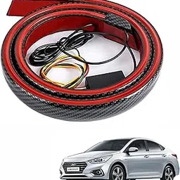 Miwings LED Car Tail Brake Light/Turn Signal Indicator/DRL Universal Car/Jeepcompus Rear Exterior Strip Trunk Light Multicolor Changing (Carbon Fiber) 54inch For Hyundai Verna, Black-picture-33