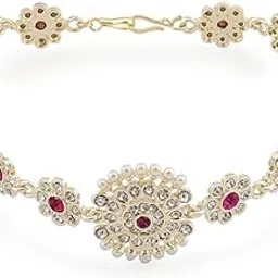 zaveri pearls Pink & White Dazzling Diamonds Embellished Head Chain For Women-ZPFK12225-picture-51
