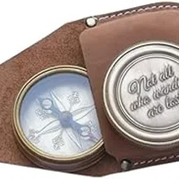 Brass Compass Not All Who Wander are Lost Engraved Pirates Compass Magnetic Navigation Instrument with Leather Case Rustic Vintage Home Decor Gifts-picture-11