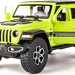FEXXA 1:32 Scale Exclusive Alloy Metal Pull Back Die-cast Car Model with Sound Light Mini Auto Toy for Kids Metal Model Toy Car with Sound and Light? (Wrangler Rubicon -Green)-image-6