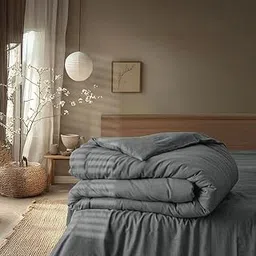 Spread Sprain Single Bed Linen Cotton Duvet Cover/Quilt Cover – Everyday Softness | Removable with Zipper & 8 Loops, Breathable, Bedroom, Hotel Quality Bedding | 60x90 Inch, Grey-picture-15