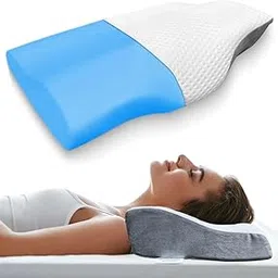 Sleepsia Memory Foam Pillow | 1 Year Warranty | Cervical Pillow for Neck Pain, Orthopedic Pillow for Neck Pain with Extra Curve Neck Support for Sleeping Side & Back Sleepers (Grey/White,Gel)-picture-36