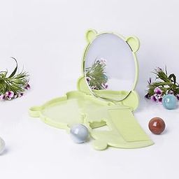 THE LITTLE LOOKERS Comb and Mirror Set with Soft Bristles and Rounded Tips for Baby’s Sensitive Skin/Hair Care | Grooming Accessories | Comb Set for Newborns/Babies/Kids/Toddlers (Round-Green)-picture-3