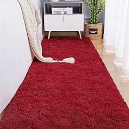 Ultra Soft Shaggy Rug Runner 2x5 ft (Red) | Fluffy, Non-Slip Carpet for Bedroom, Bedside & Hallway | Luxury Washable Area Rug-picture-32