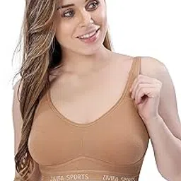 zivira Seamless Cups - Thin Padding - Broad Strap T-Shirt Bra Cum Sports Bra with Hook Closure.-picture-19