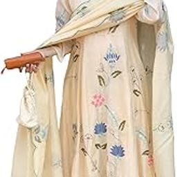 gosriki Women's Chanderi Anarkali Printed Kurta with Pant & Dupatta-picture-27