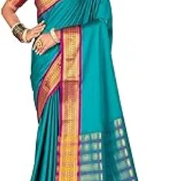 Women's Kanjivaram Banarasi Silk Saree with Blouse Piece, Traditional Indian Wear (RamaPink) image 1