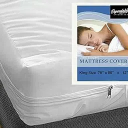 King Size Vinyl Mattress Protector Zippered Encasement Cover 100% Waterproof Prevent Stains and Spills (King)-image-23