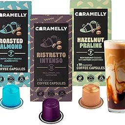 Caramelly Perfect with Milk Pack Flavoured Nespresso Compatible Coffee Pods, 30 Aluminium Coffee Capsules | Roasted Almond, Ristretto Intenso & Hazelnut Praline | Ideal for Cappuccino & Latte-picture-26