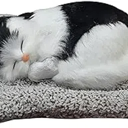Sleeping Cat Car Dashboard Toy | Realistic Design & Perfect Car, Home, Office, and Gifting | Cute Plush Showpiece with Soft Faux Fur (Black)-image-36