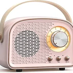 SpringFlora Retro Bluetooth Speaker, Cute Mini Portable Wireless Speaker with TWS for Home Outdoor Travel, Vintage Decor, Gifts for Girls, Teens, Women Pink-picture-58