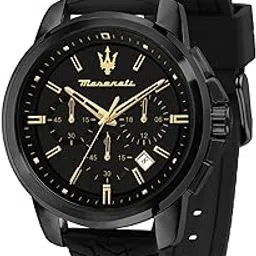 maserati Men Successo R8871621011 Black Dial Silicone Quartz Fashion Analog Watch, Black Band-picture-48