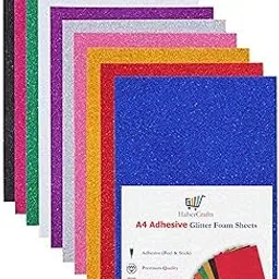 Glitter Foam Sheets Craft Foam Craft EVA Foam Shiny Glittery Sparkle Colour Flexible Soft Touch Easy Cut Card Making Art Crafts 210mm × 297mm A4 Size 1.8mm Thick (Assorted Adhesive)-image-33