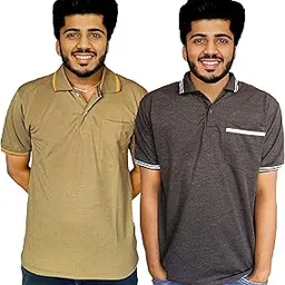 Mens Plain Cotton Polo Tshirts, Half Sleeve with Pocket (Combo Pack of 2)-picture-10