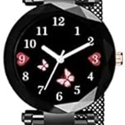 Looking Latest Fashion Female Analog Quartz Wrist Watch for Girls Analog Watch - for Women New Luxury Butterfly Dial Black Magnetic Strap Girls Analog Watch - for Ladies-image-6