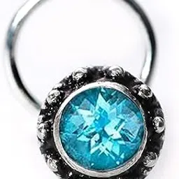 jsaj Stone Nose Pin Wire Nose Pin in Pure 92.5 Sterling Silver-picture-34