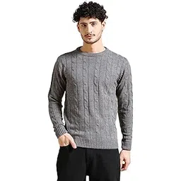 the indian garage co Men Acrylic Regular Fit Cable Crew Neck Sweater-picture-34