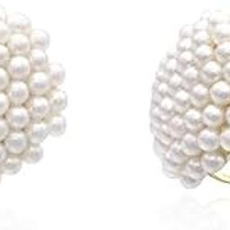 el regalo Pearls Cluster Clip On Earrings for Non-Pierced Ears – Elegant Simulated Pearl Flower-Cluster Big Clip-On Fake Studs Earrings for Women & Girls-picture-39