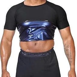 GVV Men’s Sweat Shaper T-Shirt | Neoprene Sauna Vest with Short Sleeves for Weight Loss | Slim Fit Compression Body Shaper Top for Gym & Fitness Workout-picture-12