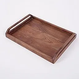 BELL PEPPER Wooden Serving Tray, Mango Wood Multipurpose Platter for Breakfast, Tea Serving, Coffee, Tray for Table & Kitchen Décor(40x29.5x6cm) image 1