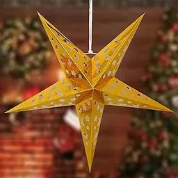 eCraftIndia Golden Paper Merry Christmas Star Lantern Lights for Diwali Christmas Decorations Lantern Aakash Kandil for Diwali Hanging Lantern for Home Decoration Balcony Xmas Gifts Decor (18 Inch)-picture-23