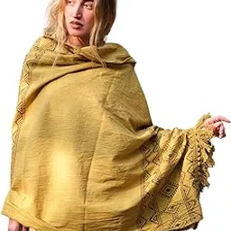 Crystal HEAL Neelkanth Shawl – Lightweight Cotton Shawl with Rajasthani Hand Block Print – Boho & Tribal Design for Summer Wear-image-40