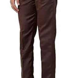Men's Formal Brown Cotton Slim Fit Dress Pants, Classic Straight Leg Trousers with Side Pockets, Business Casual Wear-picture-15