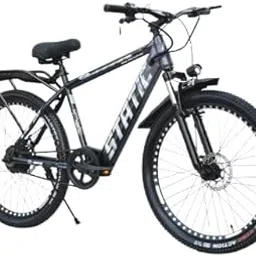 Neelam Statice Unisex Electric Bicycle 27.5T | Inbuilt Carrier | 36V 250W Battery | 7.8Ah | Suspension Fork | Disk Brake | 30KM Range | Metallic Grey-picture-14