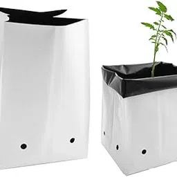 HHBR Pack of 5 UV Treated Poly Grow Bags for Terrace Gardening (20x 20 x 35) cms (White) | Home Gardening Plant Container Bag for Leafy Vegetable and Flower Plants 600 Guage-picture-12