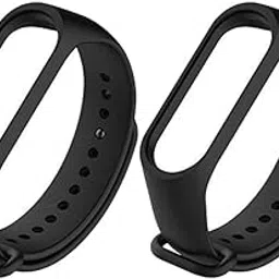 Estrenar Mi Band 3 Strap - Mi Band 4 Strap Original Soft Silicone Adjustable Replacement Wristband Straps, Belt, Bands for Xiaomi M3 & M4 Fitness Band (Black - Pack of-2)-image-68