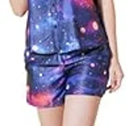 fflirtygo Women's Printed Casual Shirts and Shorts Set Co-Ord Set for Women Vacation Beach Outfits Co-Ord Set for Women Casual Nightwear Set Multicolor-picture-50