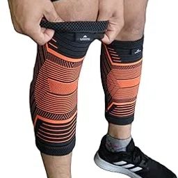 LimitX Knee Support Sleeve Pair | Advanced Knee Care | Helps Stabilize Injured/Recovering Knee | Provides Protective Care | Suited for all Types of Sports Activities | Orange - Medium-picture-27