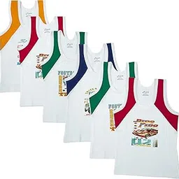 dowin Kids Sleeveless Printed 100% Cotton Vests | Summer Wear Baniyan Infant Sando Toddler Undershirts | Skin Friendly | Lightweight | Sleeveless Design | (Pack of 6)-picture-31