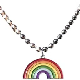 pinapes Rainbow Pendant Necklace – Colorful Enamel Charm on Silver‑Tone Bead Chain-picture-44