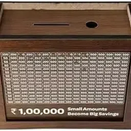 SHRAVAN Enterprise Money Saving Wooden Piggy Bank with Goal Chart | Savings Tracker Board | Home & Office Décor Style_238 image 1