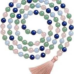 YSK Handmade 108 Bead Natural Gemstone Mala - Prayer Beads Necklace for Meditation and Yoga-picture-12